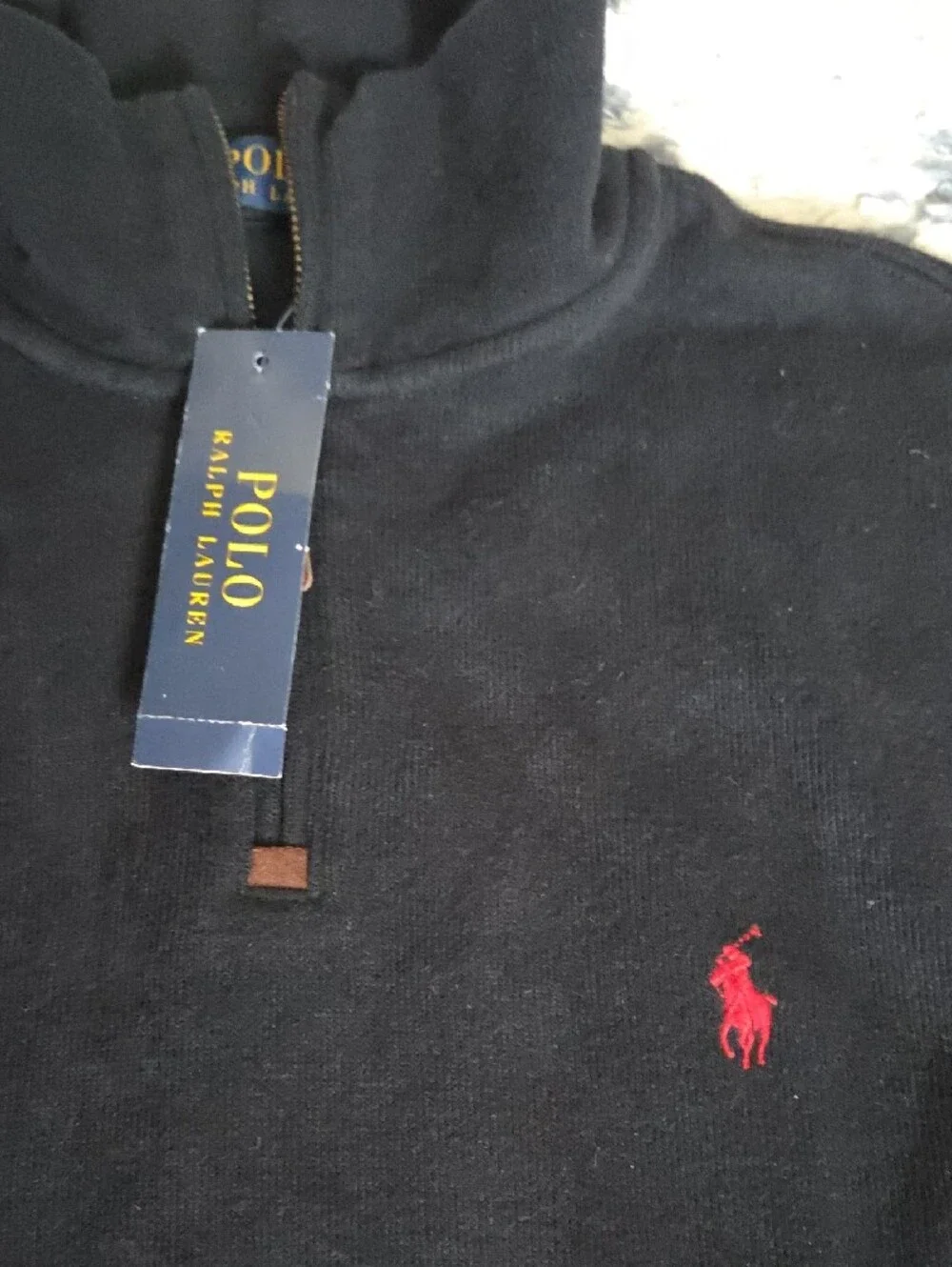 Polo by Ralph Lauren Black Quarter-Zip Pullover with Red Pony